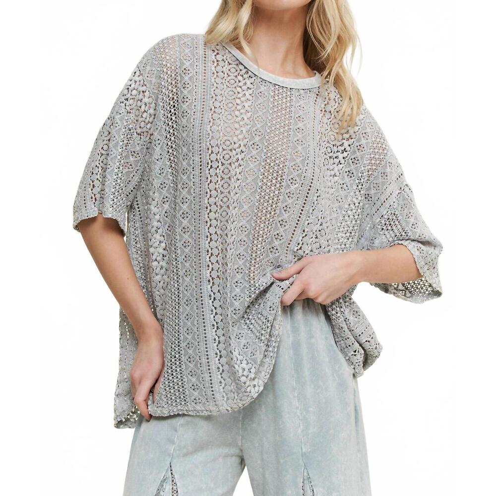NEW J.HER lace summer blouse in silver grey